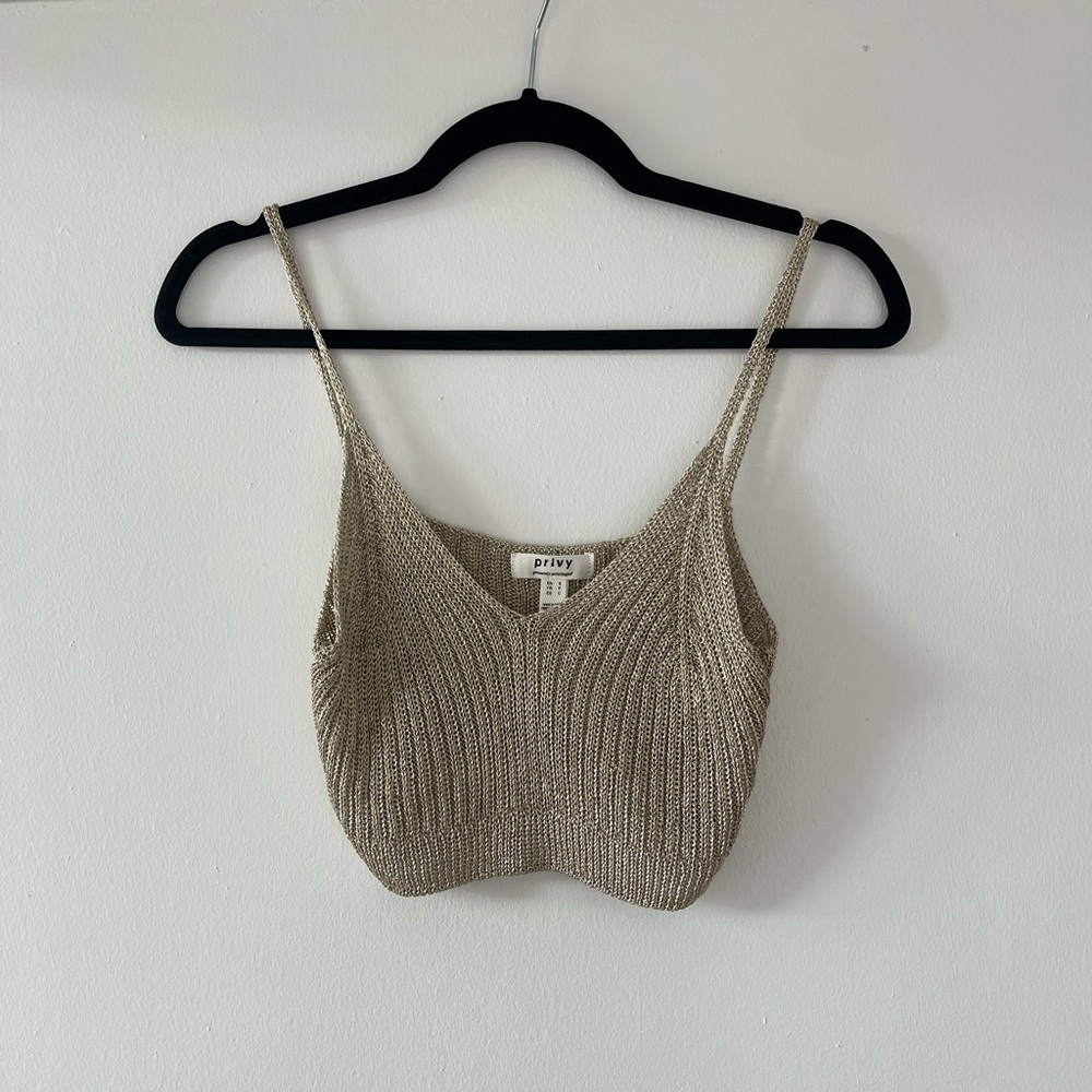 gold knit cropped tank